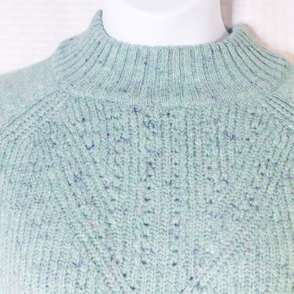 LC Lauren Conrad size L green marled wool blend 3/4 dolman sleeve sweater - Picture 5 of 13